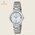 Women′s Diamond Gallery Analog Display Japanese Quartz White Watch 71210